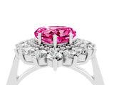 Platinum Heart Cut Pink Sapphire Floral Double Halo Engagement Ring with Prong Setting_166