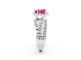 Platinum Heart Cut Pink Sapphire Halo Ring with Round Split Shank and Prong Setting_68