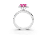 Platinum Heart Cut Pink Sapphire Halo Ring with Round Split Shank and Prong Setting_69