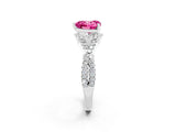 Platinum Heart Cut Pink Sapphire  Halo Twist Band Solitaire Prong Setting Ring_14