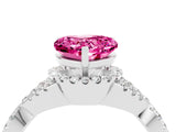 Platinum Heart Cut Pink Sapphire  Halo Twist Band Solitaire Prong Setting Ring_16
