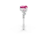 Platinum Heart Cut Pink Sapphire Scattered Round Accent Ring with Prong Setting_38