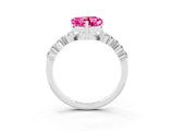 Platinum Heart Cut Pink Sapphire Scattered Round Accent Ring with Prong Setting_39