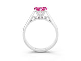 Platinum Heart Cut Pink Sapphire Solitaire Engagement Ring with Cathedral Setting and Four-Prong Mount_15