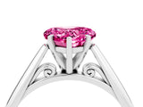Platinum Heart Cut Pink Sapphire Solitaire Engagement Ring with Cathedral Setting and Four-Prong Mount_16