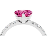 Platinum Heart Cut Pink Sapphire Solitaire Pavé Engagement Ring with Round Band and Prong Setting_100