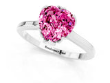 Platinum Heart Cut Pink Sapphire Solitaire Ring with Flower Prong Setting and Classic Band_13