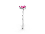Platinum Heart Cut Pink Sapphire Solitaire Ring with Flower Prong Setting and Classic Band_14