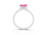 Platinum Heart Cut Pink Sapphire Solitaire Ring with Flower Prong Setting and Classic Band_15