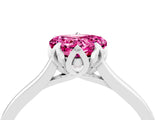 Platinum Heart Cut Pink Sapphire Solitaire Ring with Flower Prong Setting and Classic Band_16