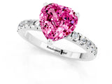 Platinum Heart Cut Pink Sapphire Solitaire Ring with Round  Pavé Band and Four-Prong Setting_25