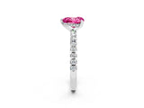 Platinum Heart Cut Pink Sapphire Solitaire Ring with Round  Pavé Band and Four-Prong Setting_26