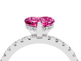 Platinum Heart Cut Pink Sapphire Solitaire Ring with Round  Pavé Band and Four-Prong Setting_28