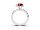 Platinum Heart Cut Ruby Halo Ring with Round Split Shank and Prong Setting_69
