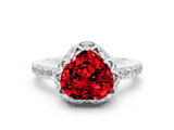 Platinum Heart Cut Ruby Scalloped Halo Engagement Ring with Round Shared Prong Band_30