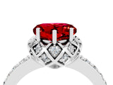Platinum Heart Cut Ruby Scalloped Halo Engagement Ring with Round Shared Prong Band_34