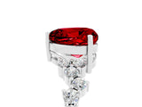 Platinum Heart Cut Ruby Scattered Round Accent Ring with Prong Setting_41