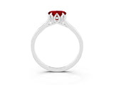 Platinum Heart Cut Ruby Solitaire Ring with Flower Prong Setting and Classic Band_15