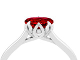 Platinum Heart Cut Ruby Solitaire Ring with Flower Prong Setting and Classic Band_16
