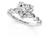 Platinum Heart Cut Solitaire Diamond Ring with Infinity Twist Band and Four-Prong Setting_14