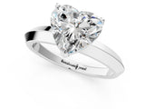 Platinum Heart Cut Solitaire Engagement Ring with Flat Band and Four-Prong Setting 1