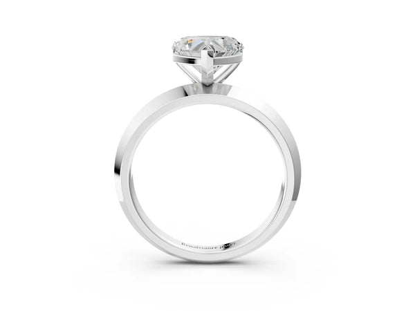 Platinum Heart-Shaped Knife-Edge Solitaire Engagement Ring Setting with Plain Polished Band