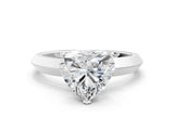 Platinum Heart Cut Solitaire Engagement Ring with Flat Band and Four-Prong Setting