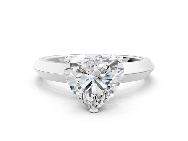 Platinum Heart-Shaped Knife-Edge Solitaire Engagement Ring Setting with Plain Polished Band