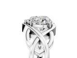 Platinum Heart Cut Solitaire Intertwined Band Prong Setting Ring_18