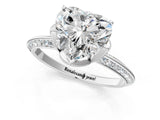 Platinum Heart Cut Solitaire Split Shank Pave Diamond Engagement Ring with Four-Prong Setting_62