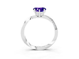 Platinum Heart Cut Tanzanite Engagement Ring with Side Stone Accents and Four-Prong Setting_15