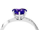 Platinum Heart Cut Tanzanite Engagement Ring with Side Stone Accents and Four-Prong Setting_16