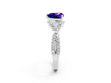 Platinum Heart Cut Tanzanite  Halo Twist Band Solitaire Prong Setting Ring_14