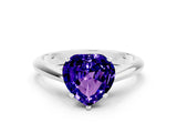 Platinum Heart Cut Tanzanite Solitaire Engagement Ring with Cathedral Setting and Four-Prong Mount_12