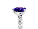 Platinum Heart Cut Tanzanite Solitaire Pavé Engagement Ring with Round Band and Prong Setting_95