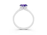 Platinum Heart Cut Tanzanite Solitaire Ring with Flower Prong Setting and Classic Band_15