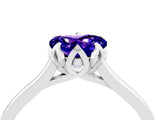 Platinum Heart Cut Tanzanite Solitaire Ring with Flower Prong Setting and Classic Band_16