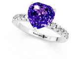 Platinum Heart Cut Tanzanite Solitaire Ring with Round  Pavé Band and Four-Prong Setting_25