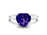 Platinum Heart Cut Tanzanite Solitaire Ring with Thin Band and Prong Setting_42