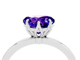 Platinum Heart Cut Tanzanite Solitaire Ring with Thin Band and Prong Setting_46