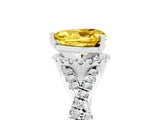Platinum Heart Cut Yellow Sapphire  Halo Twist Band Solitaire Prong Setting Ring_17
