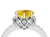Platinum Heart Cut Yellow Sapphire Scalloped Halo Engagement Ring with Round Shared Prong Band_64