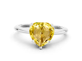 Platinum Heart Cut Yellow Sapphire Solitaire Engagement Ring with Classic Band and Four-Prong Setting_24