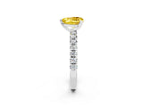 Platinum Heart Cut Yellow Sapphire Solitaire Pavé Engagement Ring with Round Band and Prong Setting_98