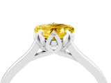 Platinum Heart Cut Yellow Sapphire Solitaire Ring with Flower Prong Setting and Classic Band_4