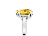 Platinum Heart Cut Yellow Sapphire Solitaire Ring with Flower Prong Setting and Classic Band_5