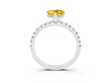 Platinum Heart Cut Yellow Sapphire Solitaire Ring with Round  Pavé Band and Four-Prong Setting_27