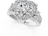 Platinum Heart Halo Diamond Engagement Ring with Split Shank and Four-Prong Setting 1