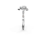 Platinum Heart Halo Diamond Engagement Ring with Twisted Band and Four-Prong Setting 4