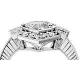 Platinum Heart Halo Diamond Ring with Milgrain Bezel and Prong Setting_10